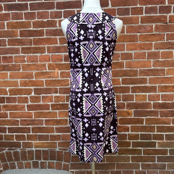 Tory Burch Purple Black Geometric Sleeveless Cotton Dress Women's 2 - Picture 4 of 7